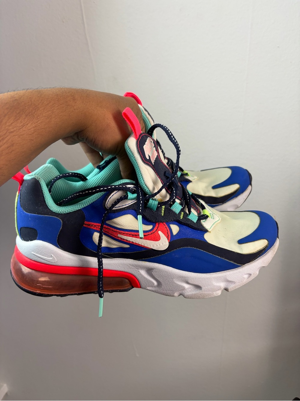 Nike Air Max 270 React Color Block Sneakers Blue & Green US 7.5